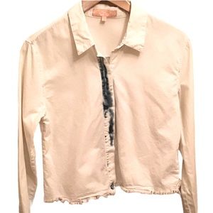 Free Heart Buttondown Shirt w Blue Tye Dye Accents